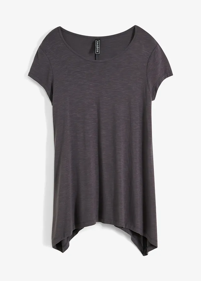 T-shirt à base asymétrique, Couleur: gris foncé