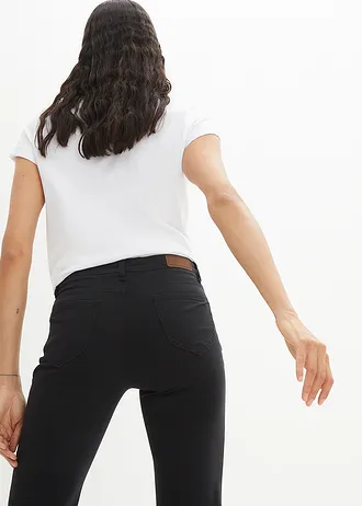 Stretch jeans high waist, straight • zwart twill • bonprix online shop