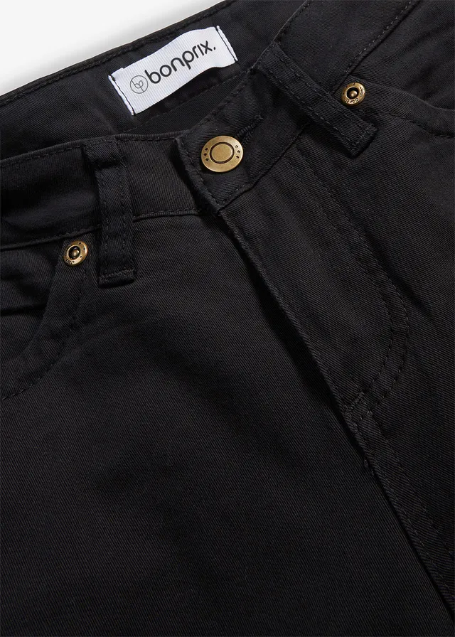 Stretch jeans high waist, straight • zwart twill • product-page.page-title-suffix