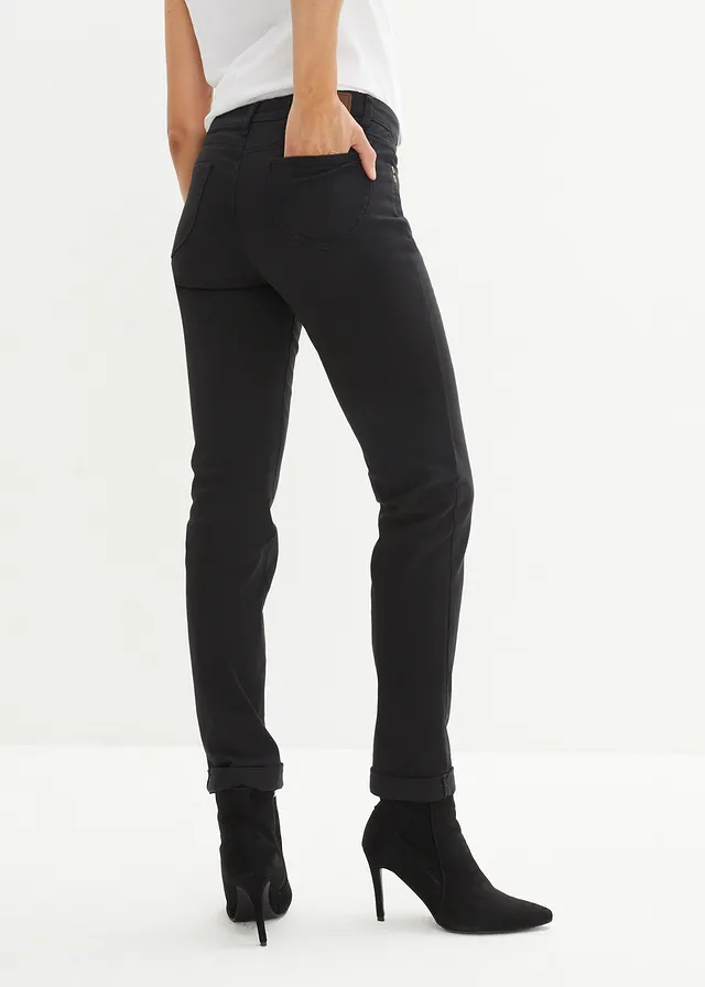 Stretch jeans high waist, straight • zwart twill • product-page.page-title-suffix