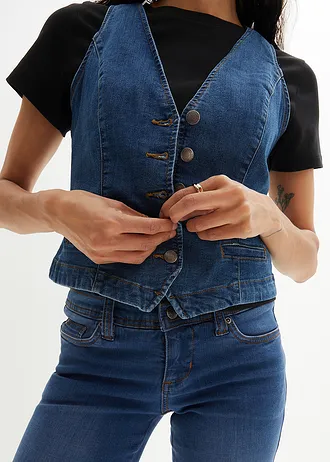 Strečová džínová vesta • modrý denim • bonprix obchod