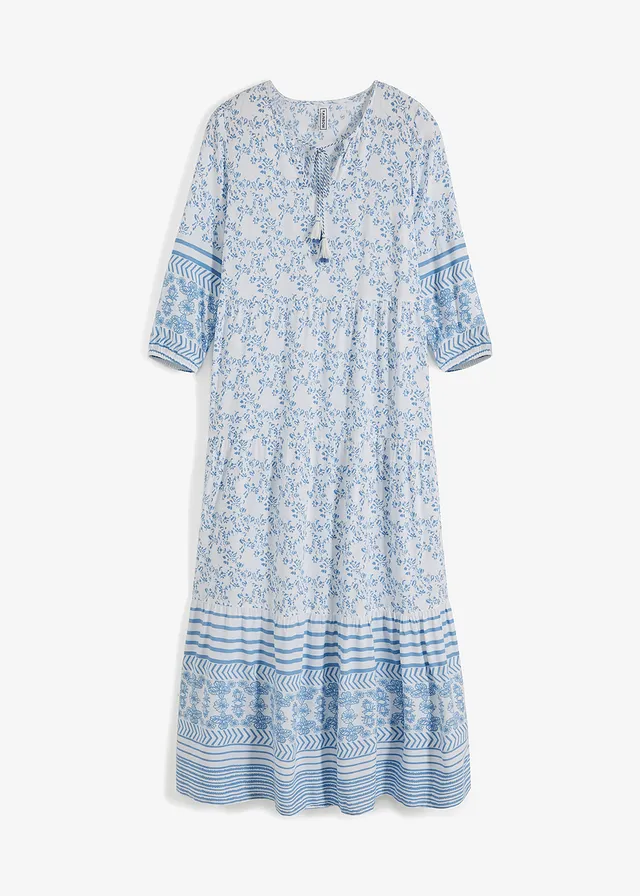 Robe longue en viscose fluide • blanc/bleu clair graphique • product-page.page-title-suffix
