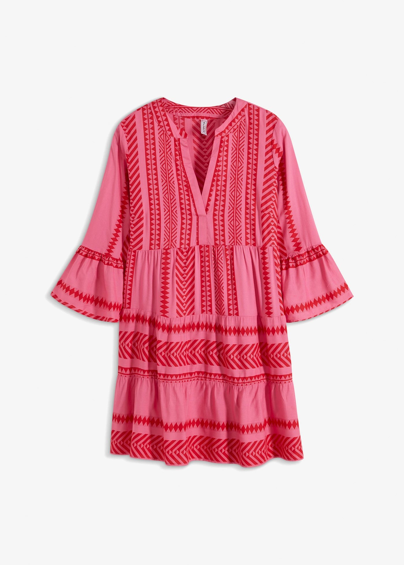 Tunikové šaty ze splývavé viskózy • červeno-pink vzor • bonprix obchod
