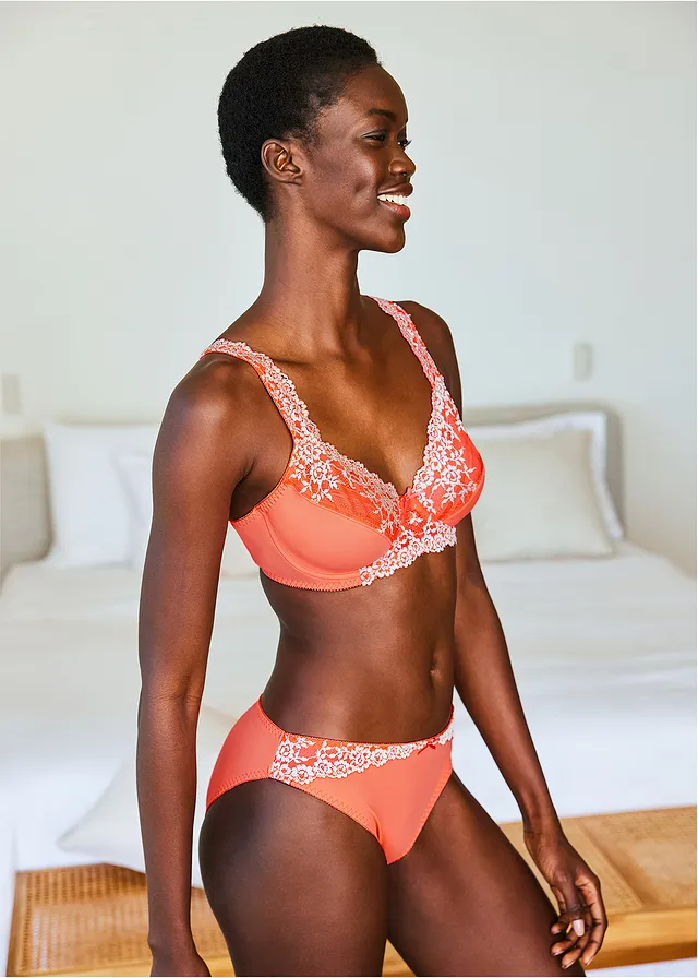 Lot de 2 soutiens-gorge à armatures et dentelle • orange saumon + lavande floral • product-page.page-title-suffix