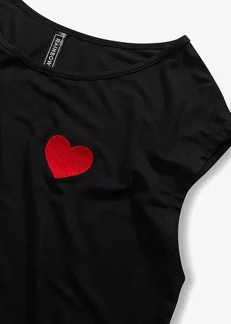 T-shirt fluide, plus long derrière • noir • Boutique bonprix