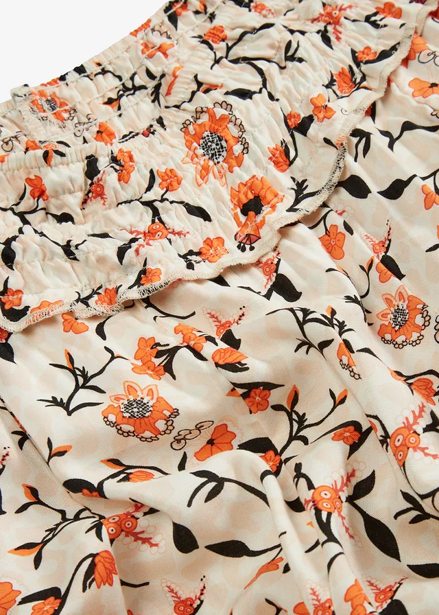 Palazzo broek van soepele viscose • beige-oranje gebloemd • product-page.page-title-suffix