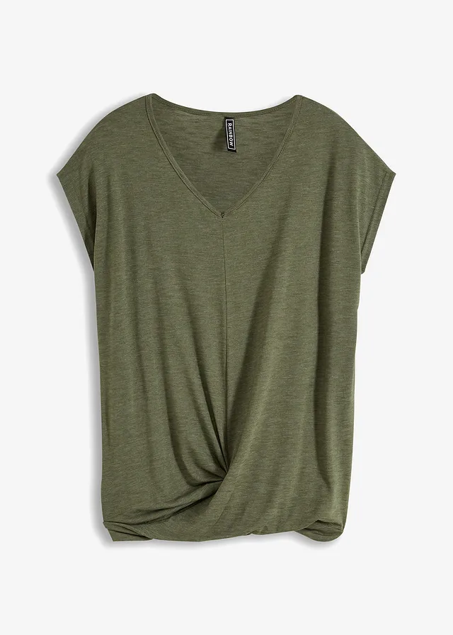 Shirt van viscosemix, Kleur: kleigroen gemêleerd
