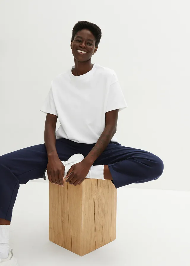 Oversized shirt van biologisch katoen, Kleur: wit