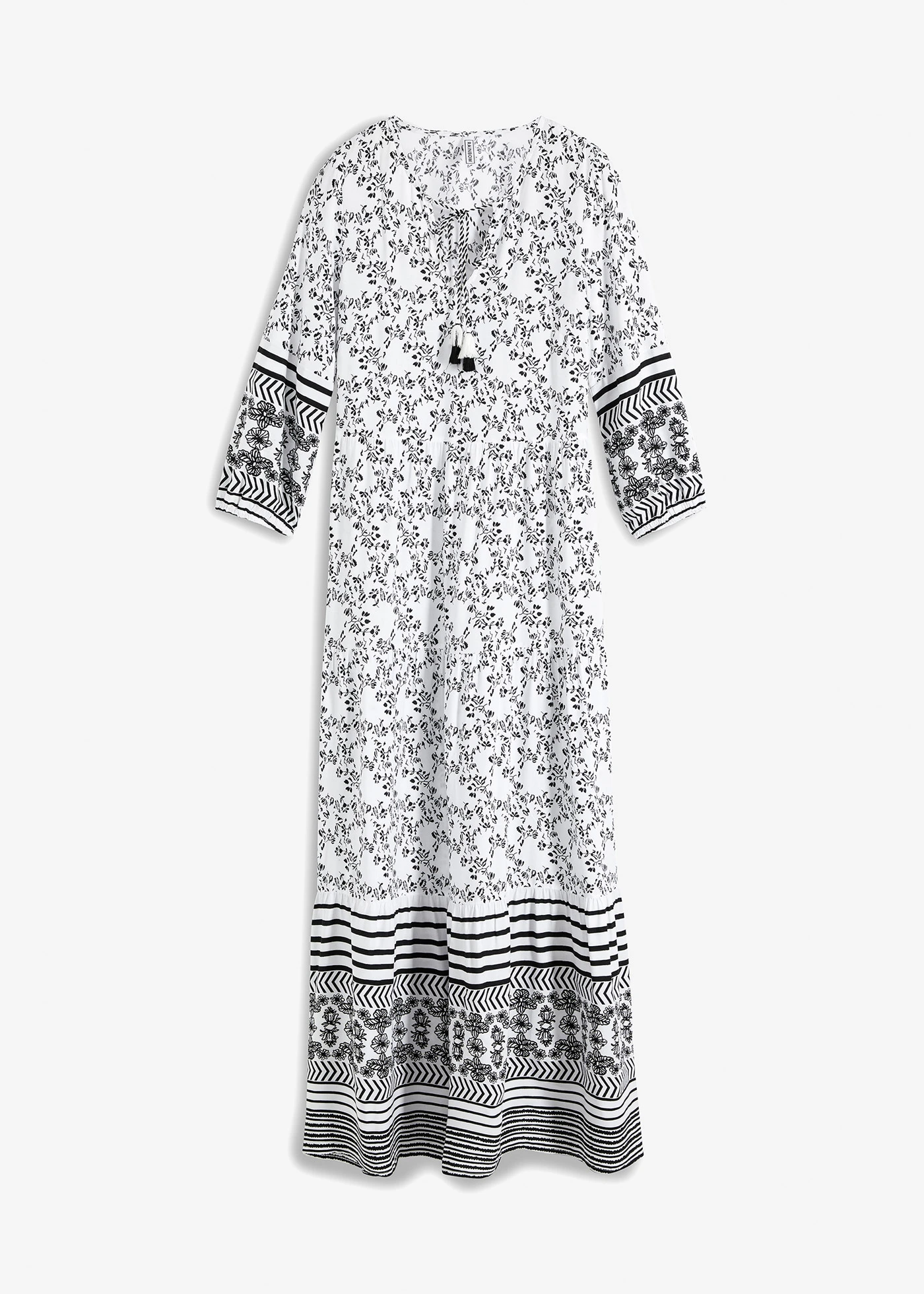 Maxi jurk van soepele viscose • wit-zwart grafische print • product-page.page-title-suffix