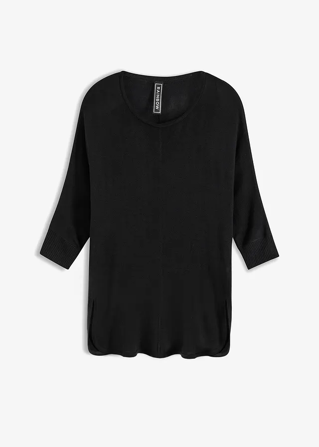 Fijnebreide trui met 3/4 mouwen • zwart • bonprix online shop