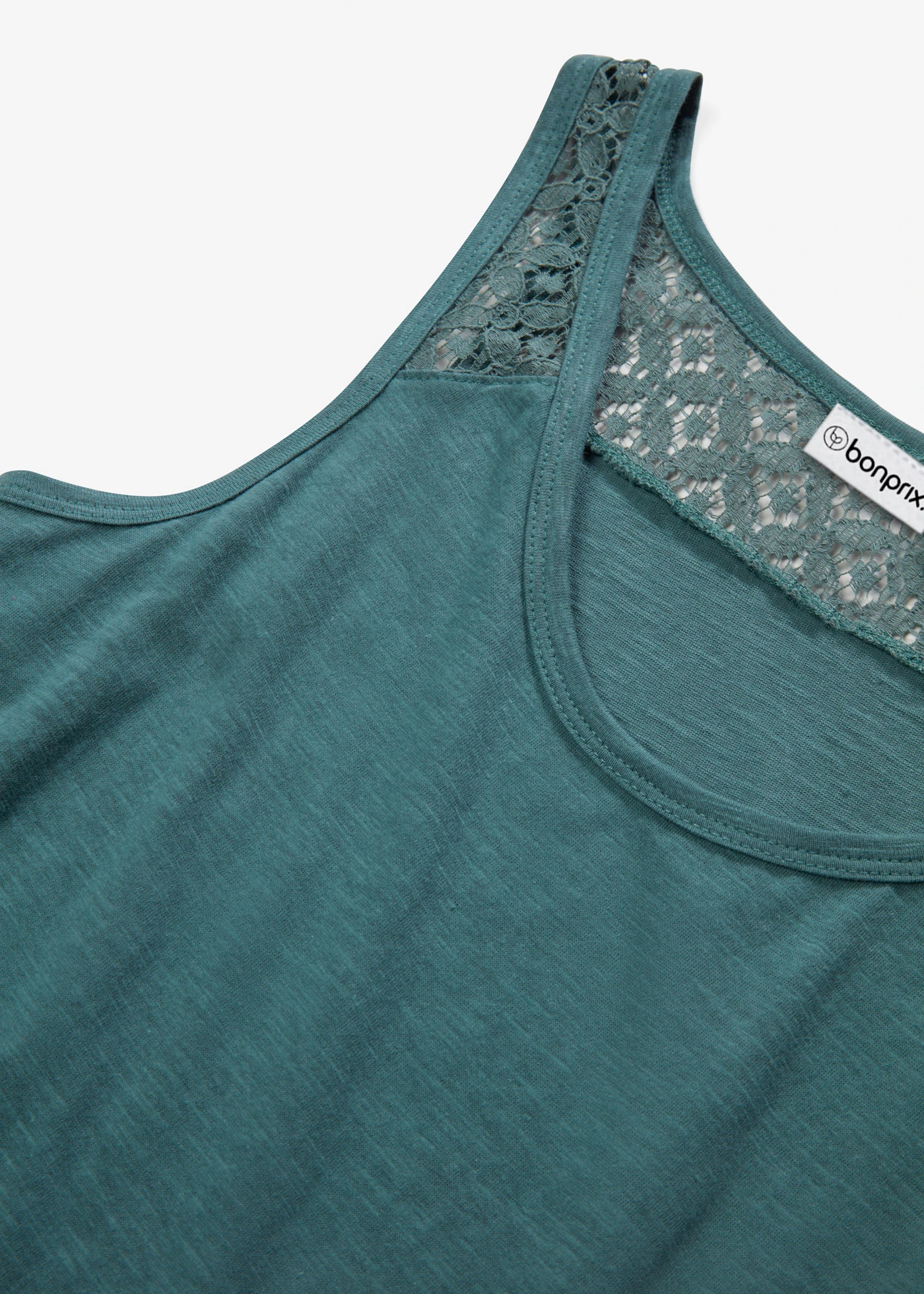 Pólóruha pamutból és csipkével • szürkészöld • bonprix áruház