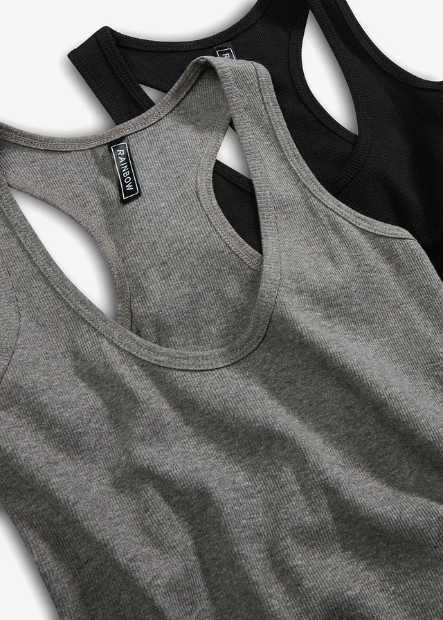 Lot de 2 débardeurs côtelés 100% coton • noir / gris chiné • product-page.page-title-suffix