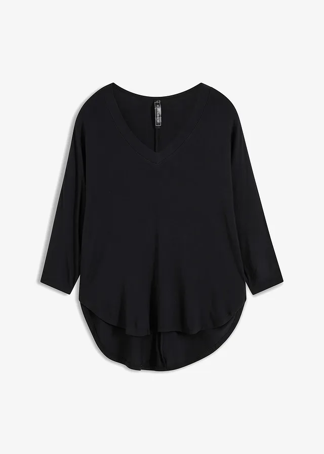 Shirt in een mix van viscose en elastan • zwart • bonprix online shop