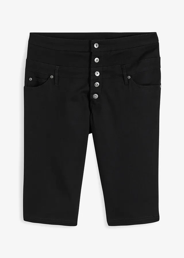Bermuda en coton extensible, Couleur: noir