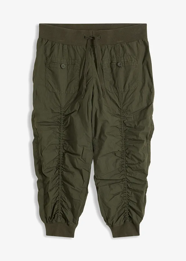 Comfortabele 3/4 broek van puur katoen, Kleur: olijfgroen