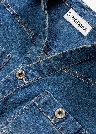 Džínové šaty s knoflíky a nezačištěným spodním okrajem • modrý denim • bonprix obchod