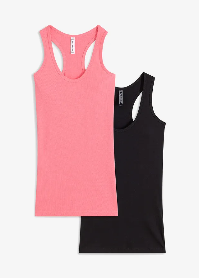 Geribde tanktop (set van 2)