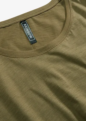 T-shirt manches en léger jersey flammé • olive • Boutique bonprix