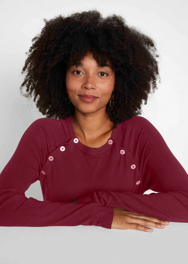 Pull de grossesse et d’allaitement en fine maille • rouge érable • product-page.page-title-suffix