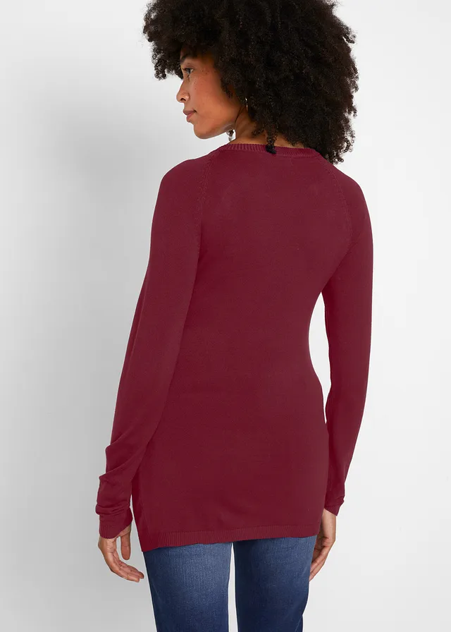 Pull de grossesse et d’allaitement en fine maille, Couleur: rouge érable