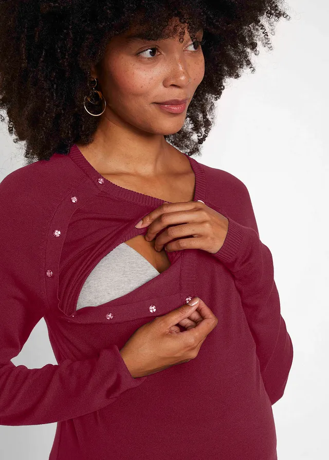 Pull de grossesse et d’allaitement en fine maille • rouge érable • product-page.page-title-suffix