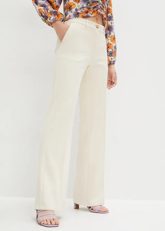 Pantalon flared, Kleur: kiezelgrijs
