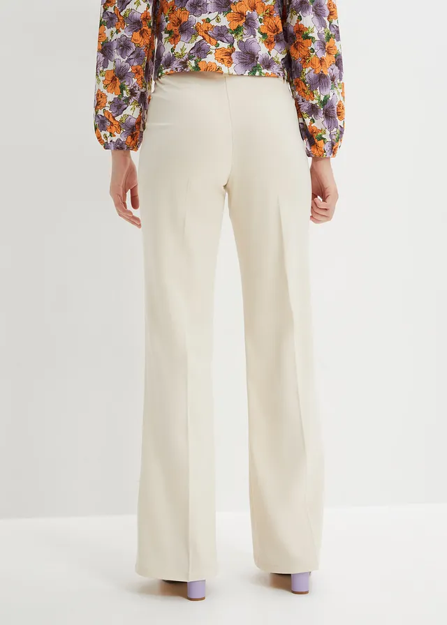 Pantalon flared, Kleur: kiezelgrijs