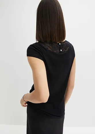 Shirt z koronką • czarny • sklep bonprix