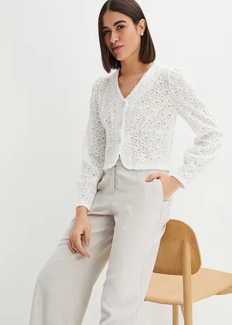 Pletený sveter s ozdobnými gombičkami • biela vlna • obchod bonprix