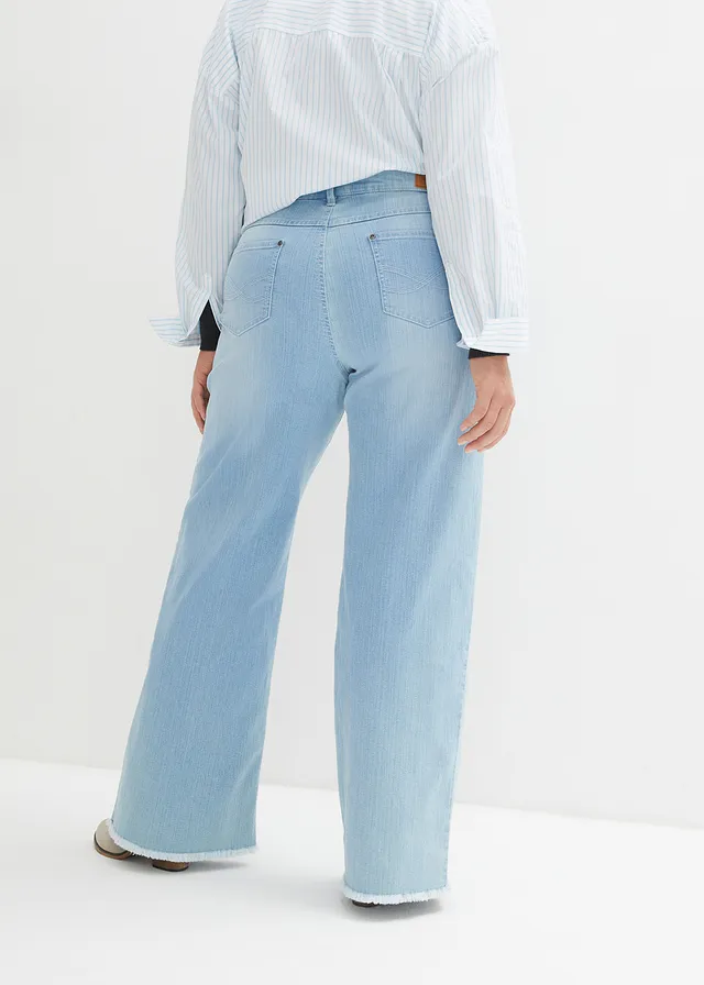 Wide leg jeans, high waist, Kleur: ijsblauw denim used