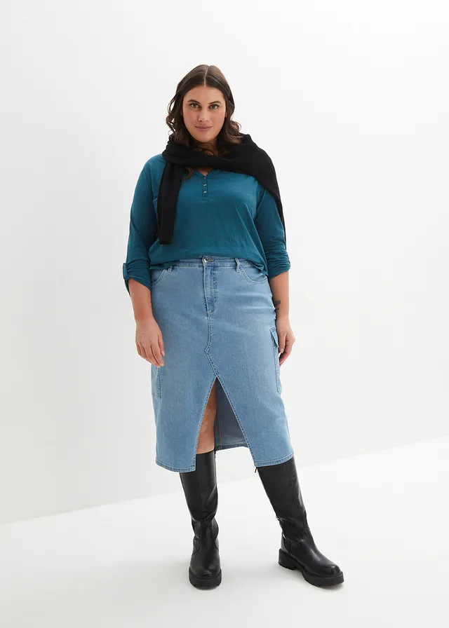 Shirt met knoopsluiting van biologisch katoen, Kleur: petrolblauw