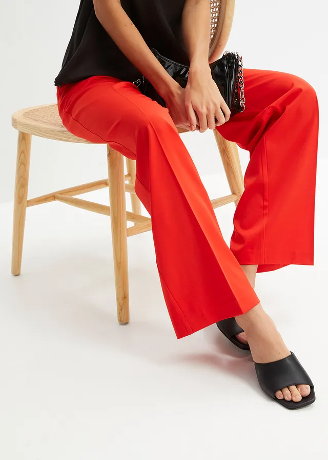 Pantaloni marlene loose fit • roşu-căpşună • magazin bonprix