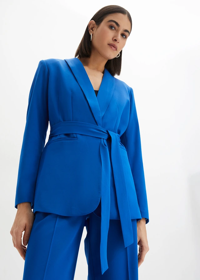 Blazer met ceintuur, Kleur: arctisch blauw