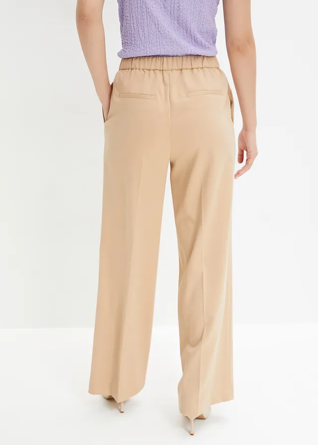 Pantaloni cu pense și talie comodă • bej-latte • magazin bonprix
