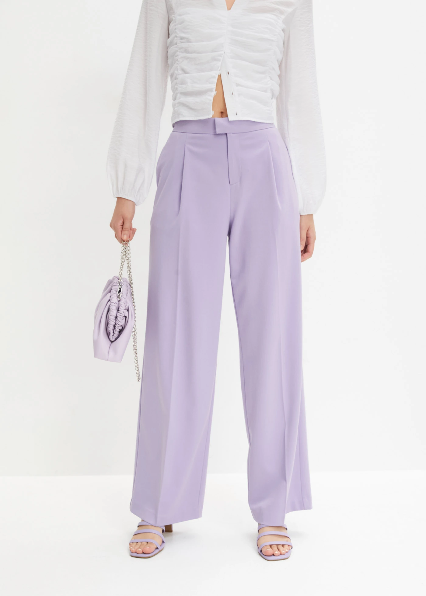 Pantalon à pinces et taille élastiquée • lavande • Boutique bonprix
