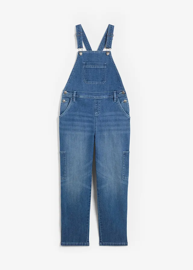 Meisjes denim tuinbroek, mid waist