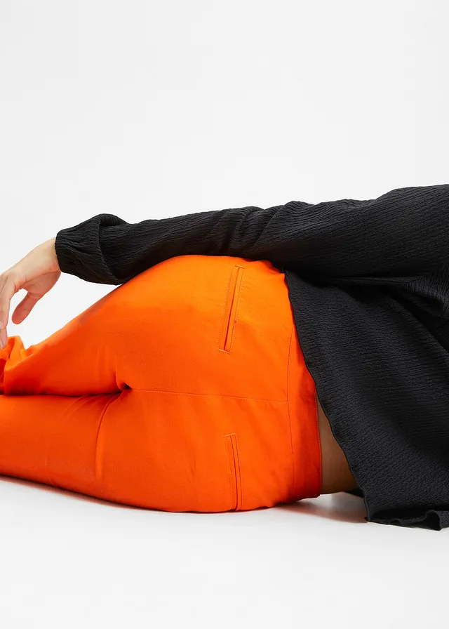 Pantalon taille haute en lin et viscose • orange chaud • product-page.page-title-suffix