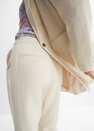 High waist linnen broek met elastische inzet • kiezelgrijs • bonprix online shop