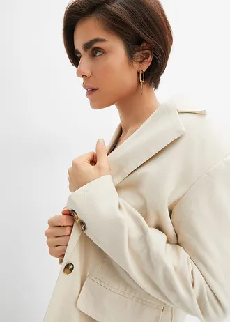 Dlouhý blejzr ze směsi lnu a viskózy • šedobéžová • bonprix obchod