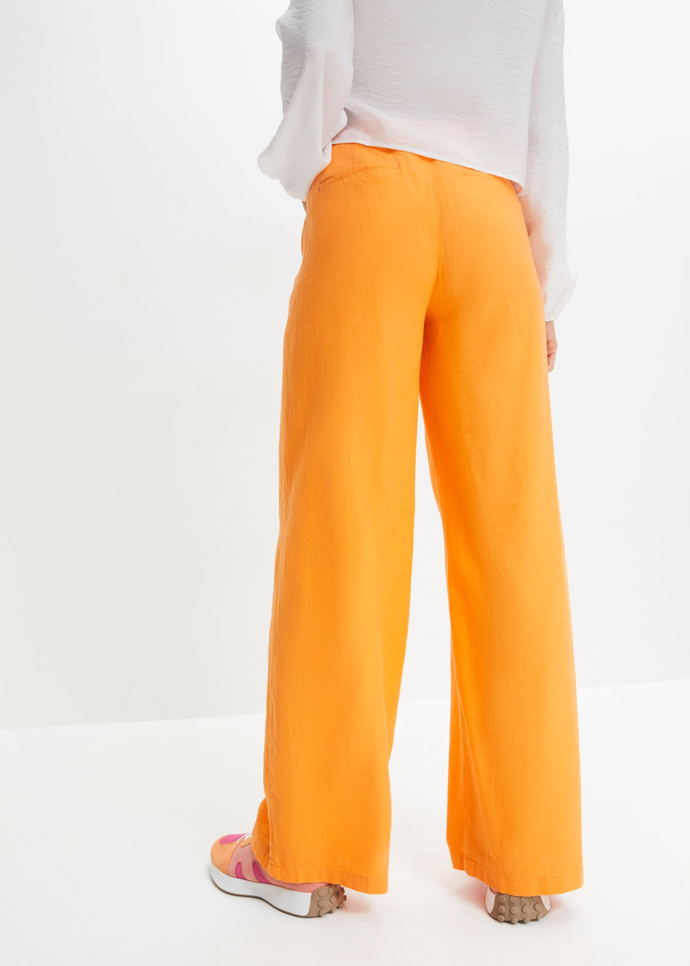 Pantalon palazzo en lin mélangé, long • orange clair • Boutique bonprix