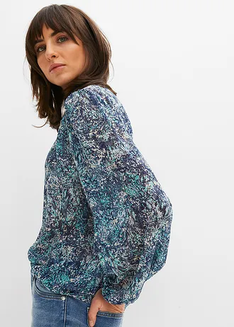 Blouse avec lien à l’encolure • bleu • Boutique bonprix