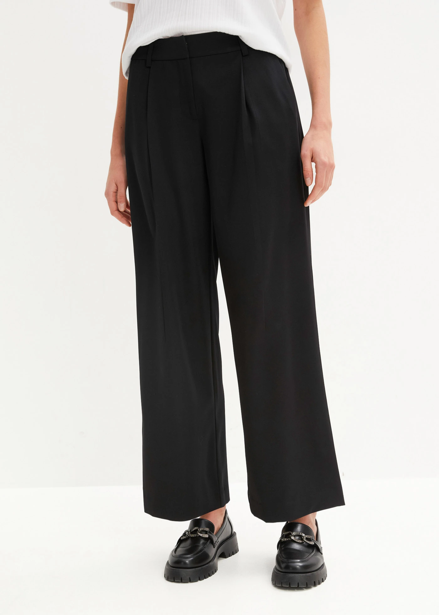 Pantalon palazzo avec polyester recyclé • noir • Boutique bonprix