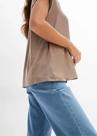 T-shirt bi-matière • taupe • Boutique bonprix
