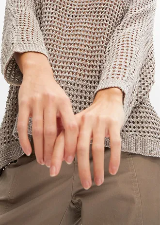 Sweter ażurowy z mieszanki wiskozy • szarobrązowy • sklep bonprix