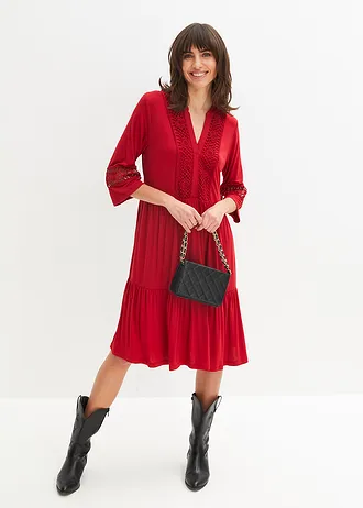 Tunikové šaty z měkké viskózy, barva: červená čili
