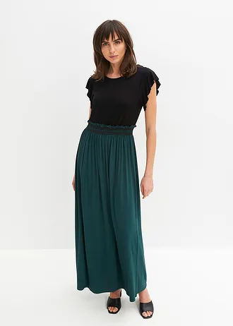 Robe en jersey viscose, Couleur: noir-vert profond
