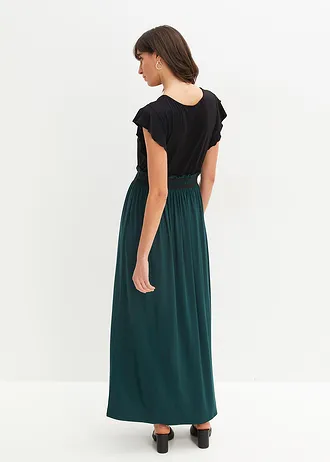 Robe en jersey viscose, Couleur: noir-vert profond