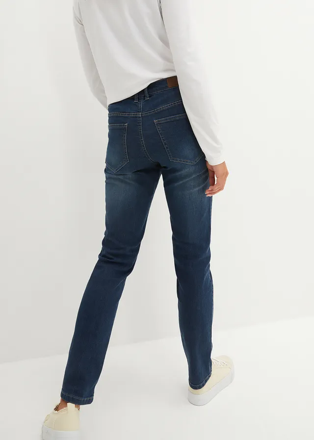 Stretch jeans mid waist, straight • donkerblauw denim used • product-page.page-title-suffix