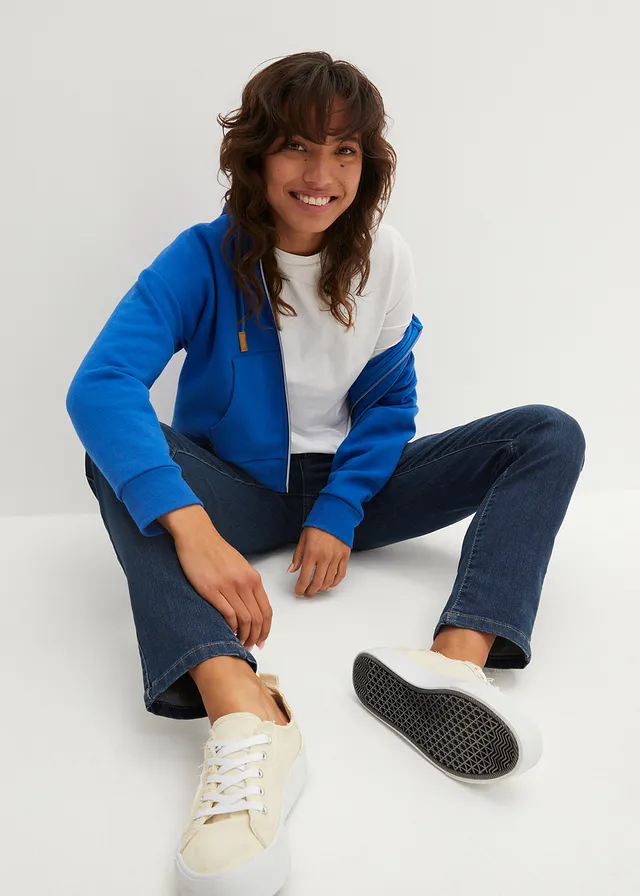 Stretch jeans mid waist, straight • donkerblauw denim used • product-page.page-title-suffix