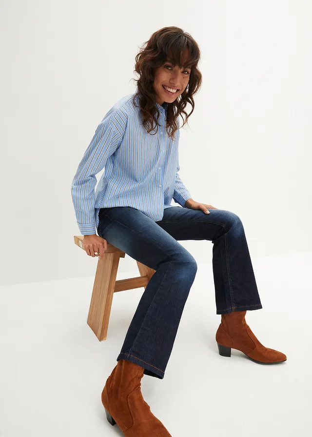 Jean bootcut taille mi-haute, extensible • bleu foncé used • product-page.page-title-suffix